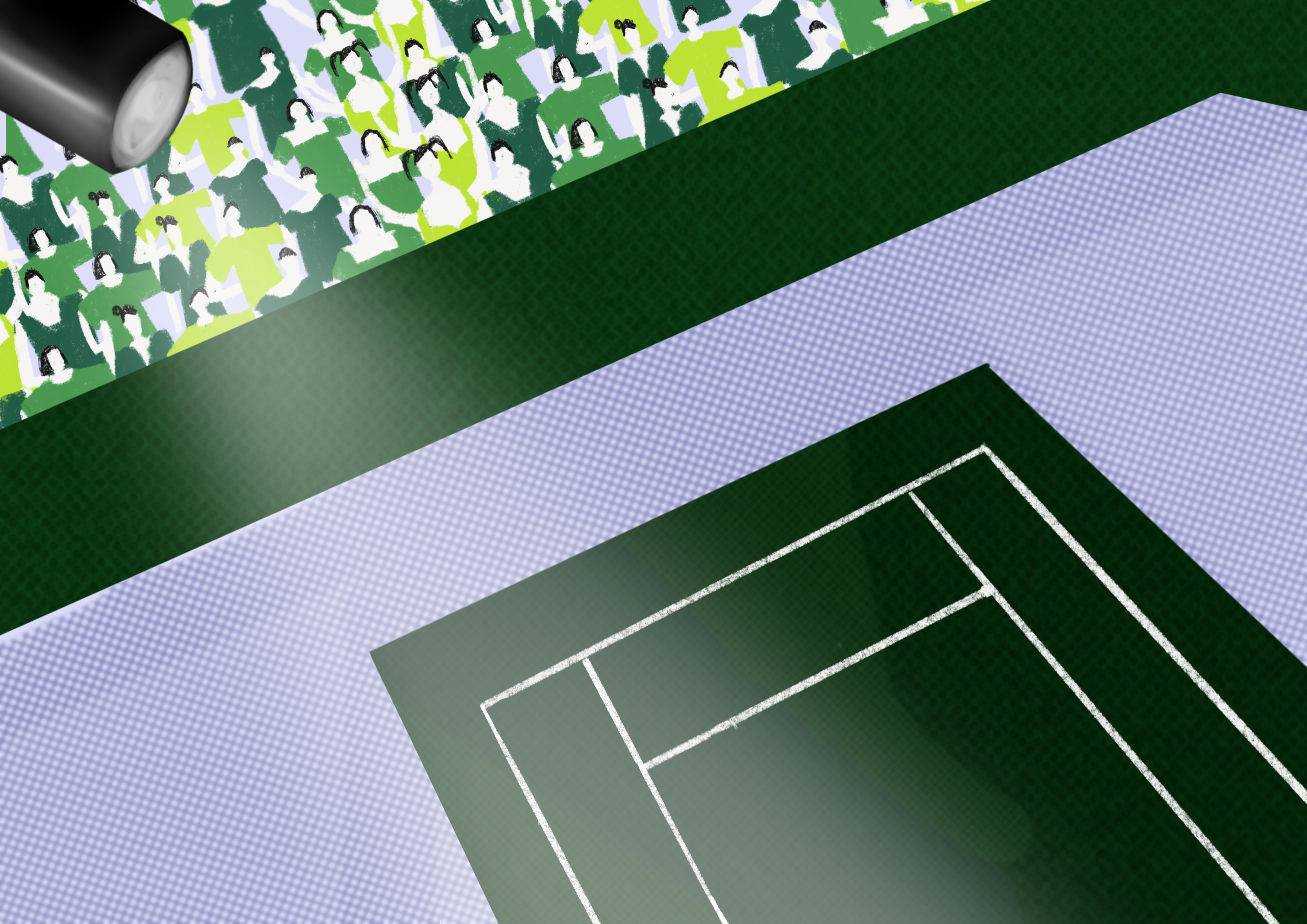 an illustration of the style frame for the tennis court scene